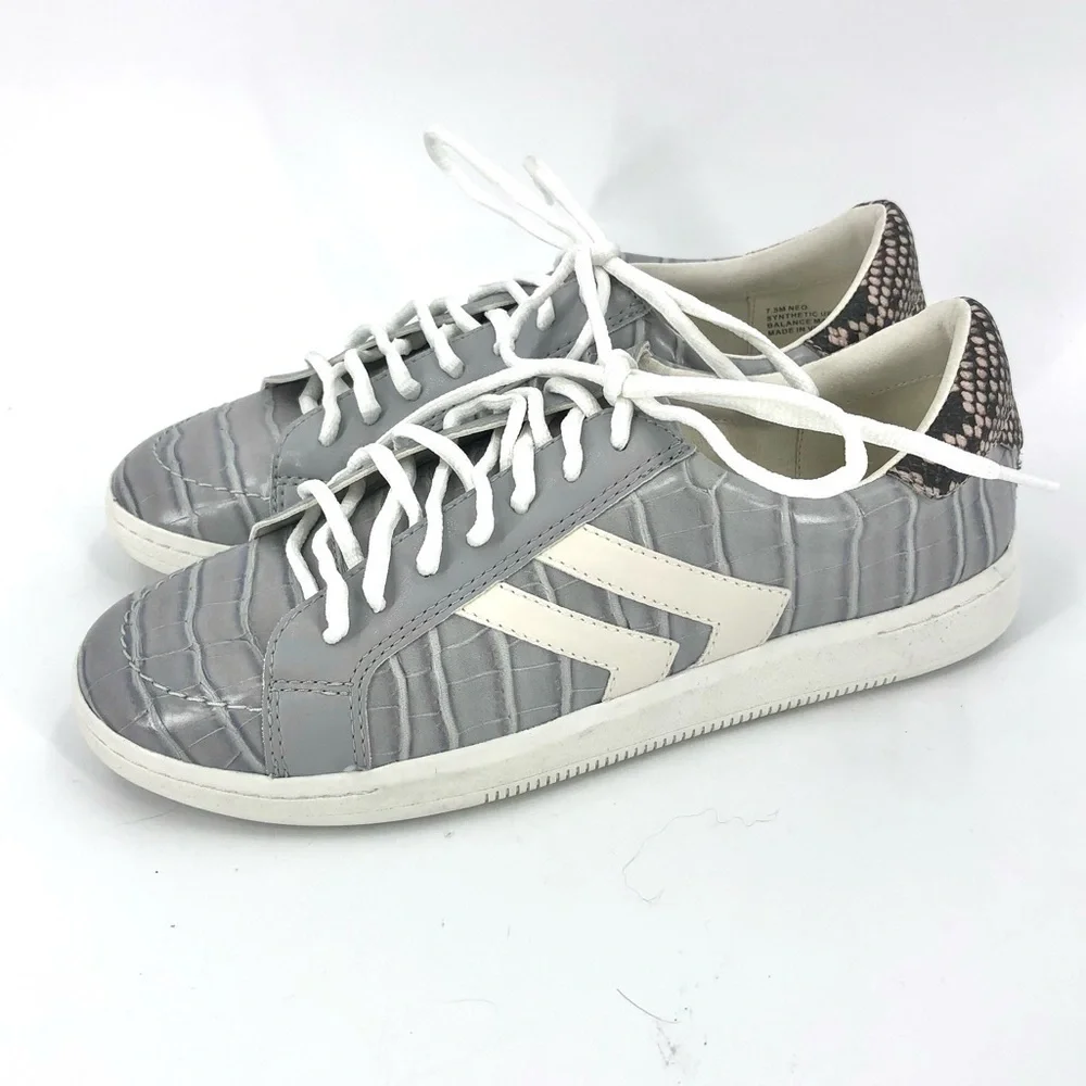 Dolce Vita Neo Sneakers Womens 7.5 Croc Snake Reptile Glitter Heel Shoes Skater